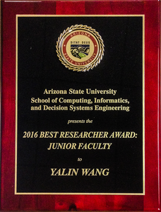Congratulations to Dr. Yalin Wang, director of Geometry Systems Laboratory and a faculty of CIDSE at ASU, on his 